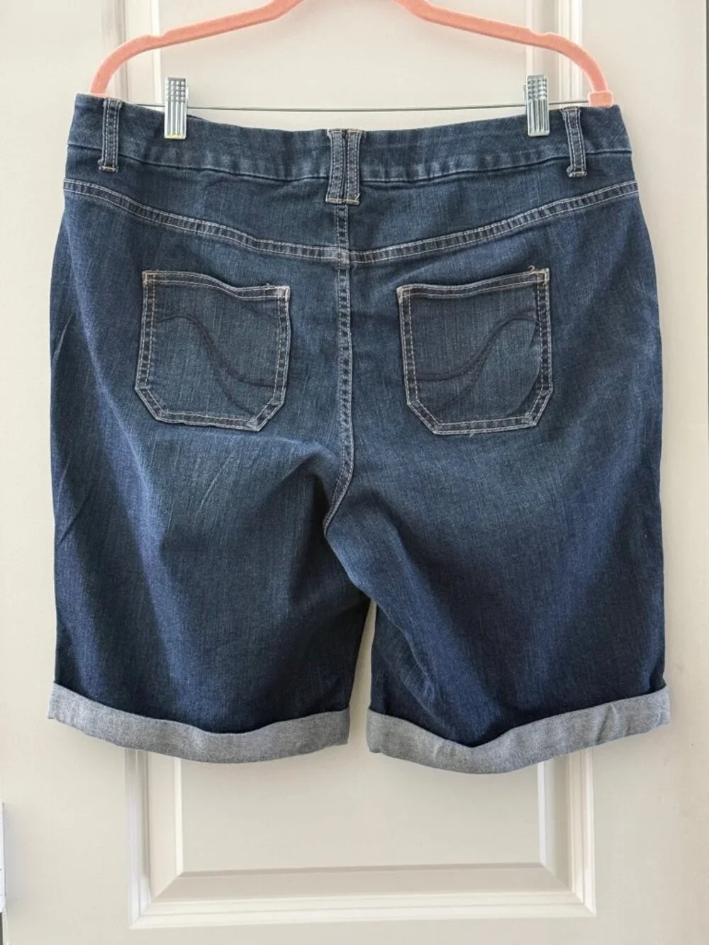 Lane Bryant Womens Bermuda Denim Shorts Size 16 Genius Fit Jeans Dark Wash With